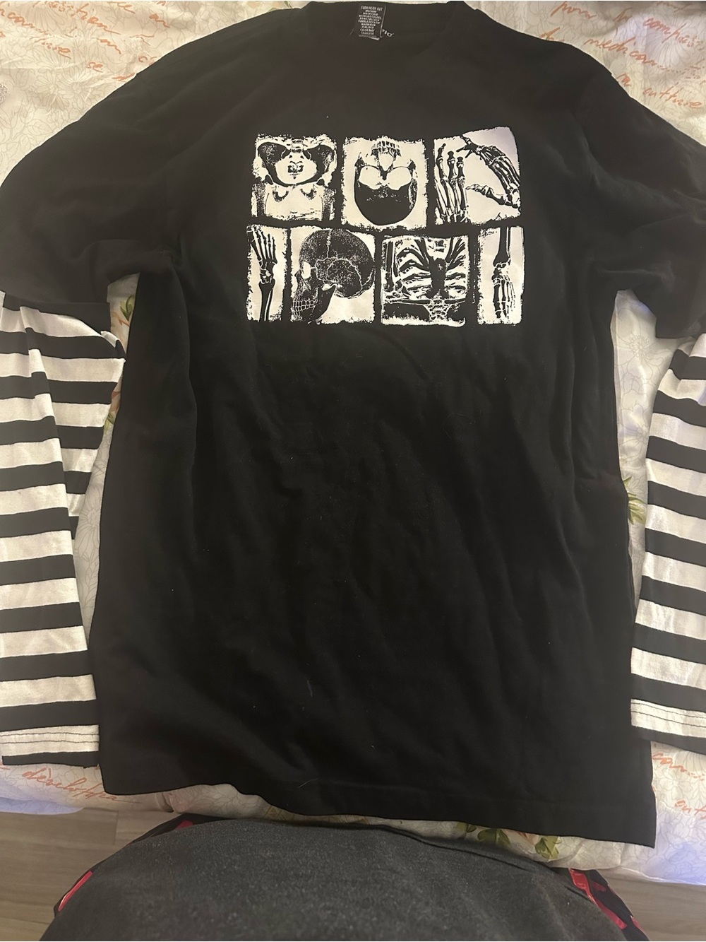 Black & White Striped Long Sleeve Layered Tee for Kids